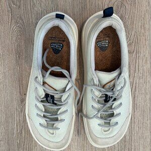 Universal Works X Flower Mountain Ecru Suede and fabric sneakers